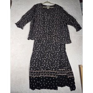 Kathie Lee Woman Skirt Set Womens 22W/18W Black‎ Paisley Excellent 2 Piece Maxi
